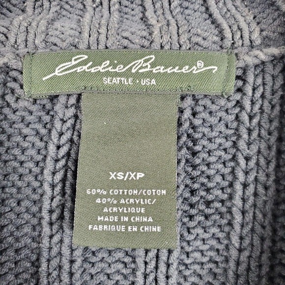 Eddie Bauer Cable Knit Cardigan Fishermans Sweater Long Sleeve Buttons Green XS - Picture 9 of 10